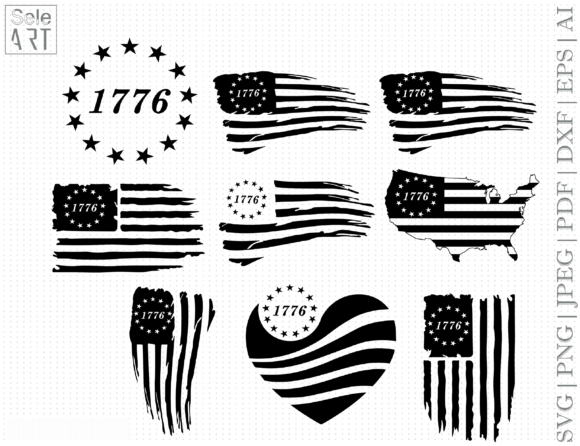 1776 Flag Graphics for Crafts