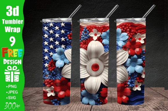 3D USA Flag Tumbler Wrap: Graphics for Crafts