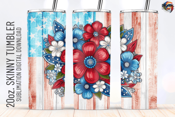 4th July Patriotic American Flag Flower Graphics & Crafts
