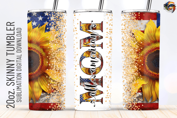 All American MOM Sunflower US Flag Wrap: Graphics for Crafts
