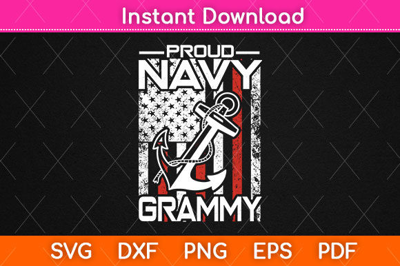 American Flag Proud Navy Grammy Svg File for Crafts