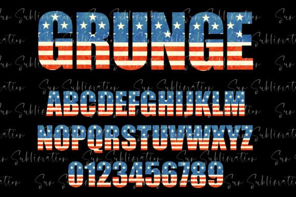 American Flag Sublimation Alphabet PNG