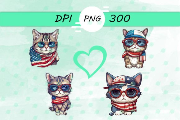 American Flag with Cat Scarf Sticker: Graphics for Crafts