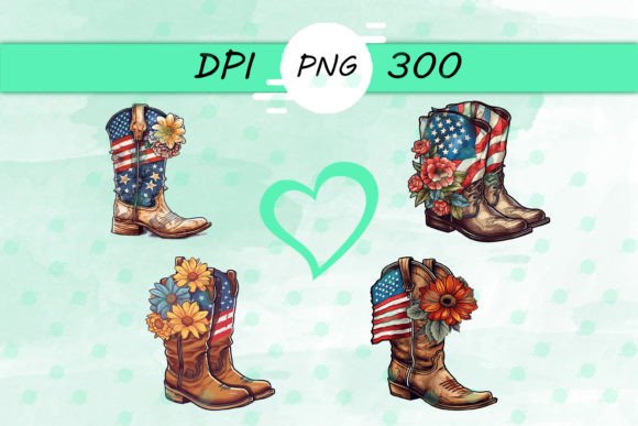 American Flag with Cowboy Boots PNG: Graphics for Crafts & Branding