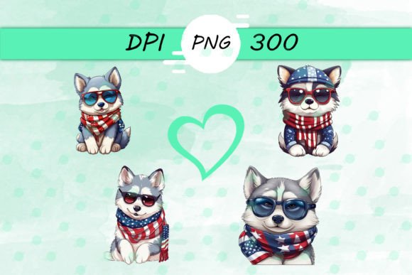 American Flag with Husky Sticker: Graphics for Crafts