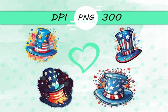 American Flag with Magic Hat Sticker: Graphics for Crafts