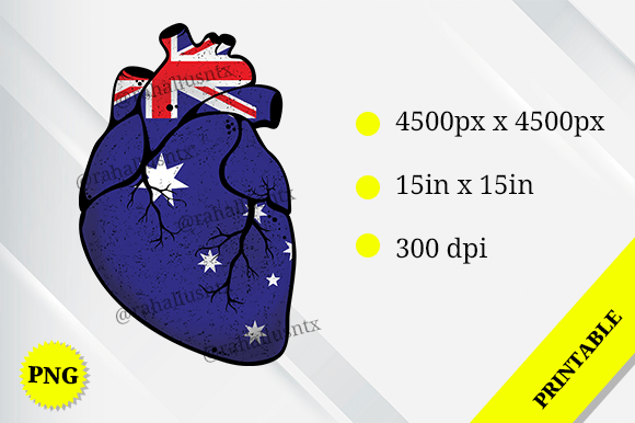Australia Heart Flag: Watercolor Graphics for Crafts