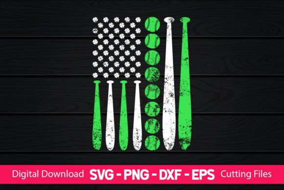 Baseball St Patricks Day American Flag Graphics for Crafts