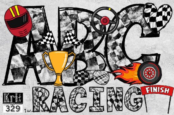Dirt Checkered Racing Flag AlphabetFont: Graphics for Crafts & Brand Energy