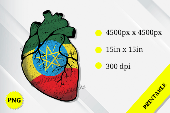 Ethiopia Heart Flag: Graphics for Crafts & Content