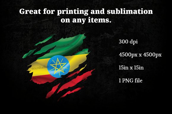 Etihopia Ripped Flag Graphics for Crafts