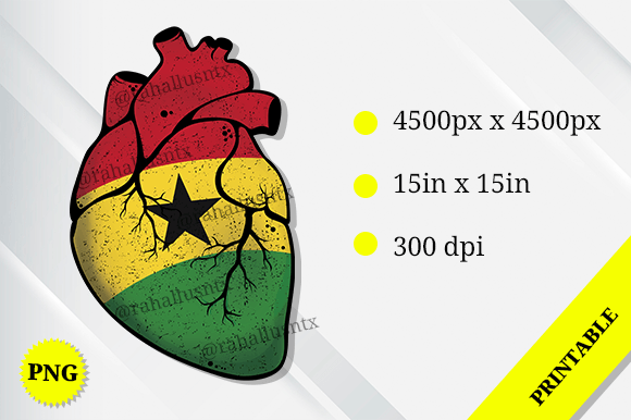 Ghana Heart Flag Graphics for Crafts
