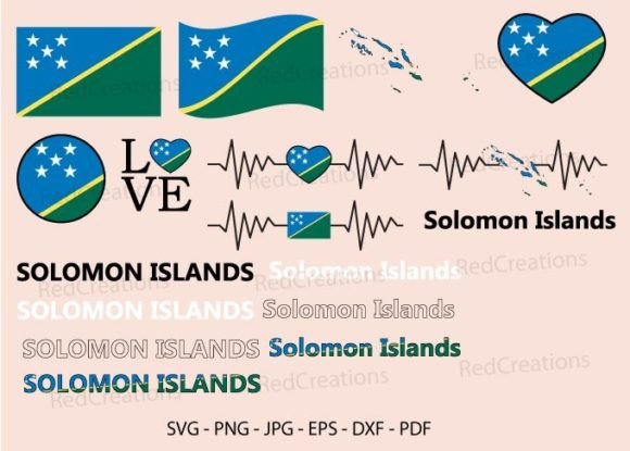 Graphics for Crafts: Solomon Islands Flag Svg Bundle, Waving