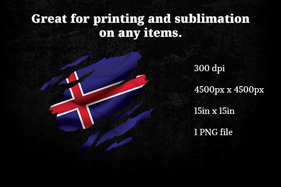 Iceland Ripped Flag Graphics for Crafts