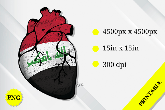 Iraq Heart Flag Graphics for Crafts