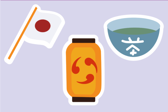 Japan Flag Icon Stickers for Graphics and Crafts