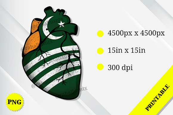 Kashmir Heart Flag: Graphics for Crafts