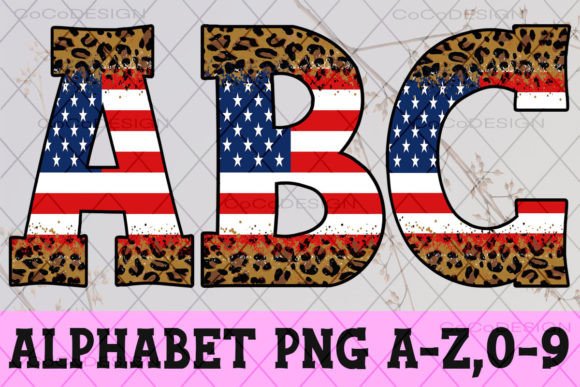 Leopard American Flag Alphabet Font: Graphics for Crafts-Driven Branding