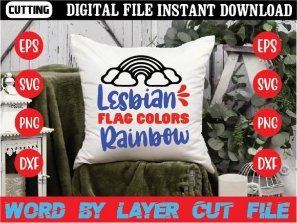 Lesbian Flag Colors Rainbow Graphics for Crafts