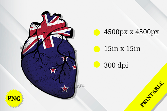 New Zealand Heart Flag: Graphics for Crafts & Content