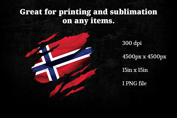 Norway Ripped Flag PNG: Graphics for Crafts & Creative Branding