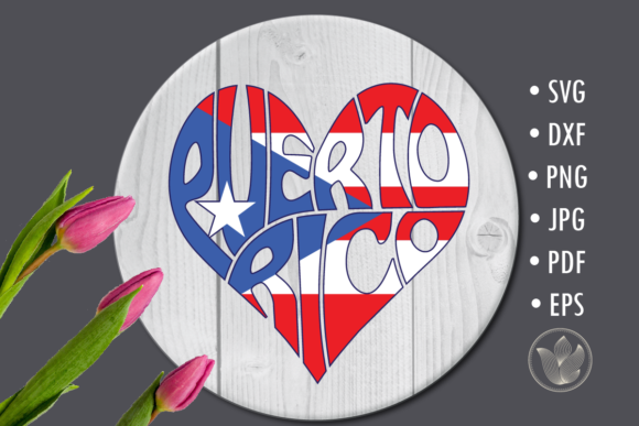 Puerto Rico Word Art with Flag, Heart Graphics for Crafts