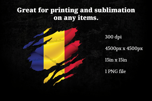 Romania Ripped Flag PNG: Graphics for Crafts & Creative Publishing