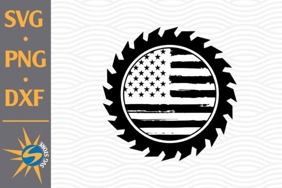 Saw Blade US Flag Graphics for Crafts