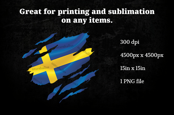 Sweden Ripped Flag PNG: Crafts & Graphics for Local Branding