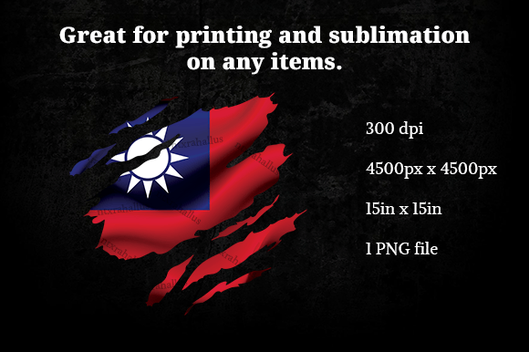 Taiwan Ripped Flag PNG: Graphics for Crafts & Creative Campaigns