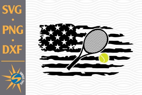 Tennis US Flag Graphics for Crafts