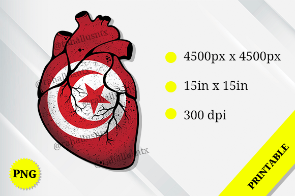 Tunisia Heart Flag Graphics for Crafts