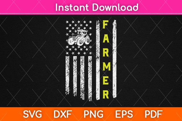 U.S.a Flag with Tractor Patriotic Farmer Graphics for Crafts