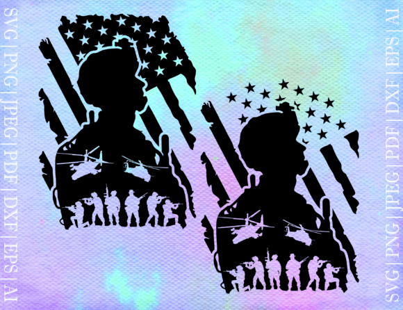US Soldier with the American Flag Graphics for Crafts