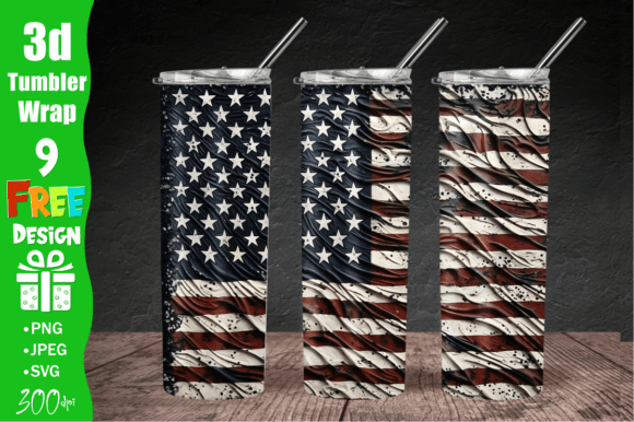 USA Flag 20 OZ Tumbler Sublimation PNG: Graphics for Crafts