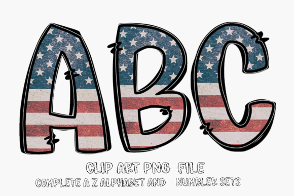 USA Flag Alphabet Sublimation Clipart: Graphics for Crafts-Driven Branding