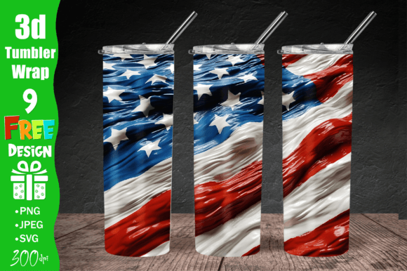 USA Flag Tumbler Wrap PNG — Graphics for Crafts & Content