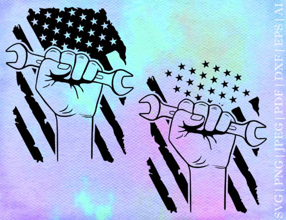 Wrench in Hand Flag SVG